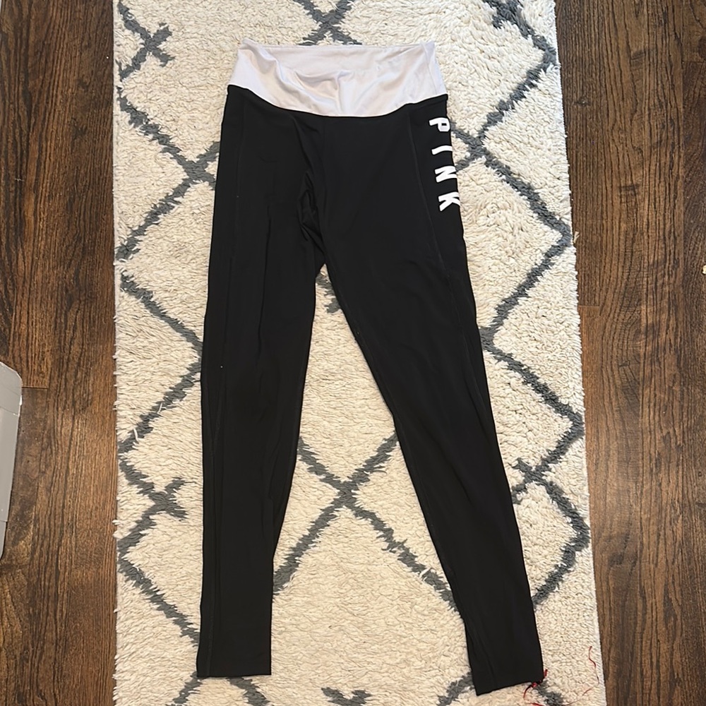 PINK Victoria's Secret Black and White Leggings with Side Accents
